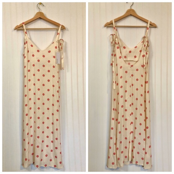 REFORMATION Jade Dot Tie Shoulder Dress - Picture 4 of 8